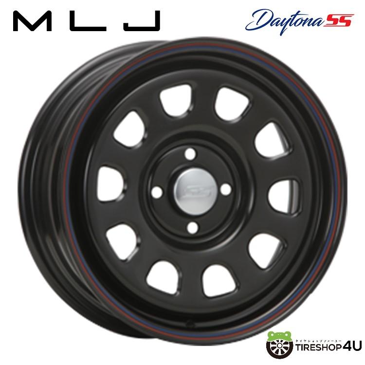即納】 MLJ DAYTONA SS 15x6.0J 4/100 +30 ブラック 赤青ライン